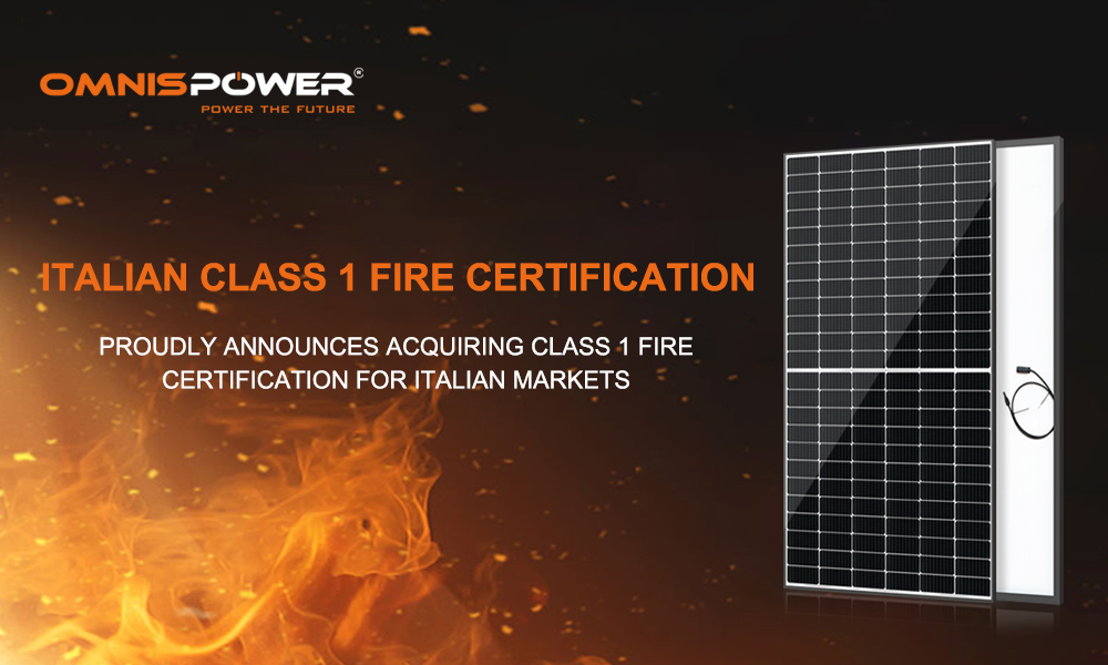 Omnis Solar Power Obtains Italian Class 1 Fire Certification